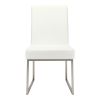 Set of Two White and Silver Faux Leather Dining Side Chairs