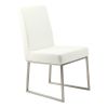 Set of Two White and Silver Faux Leather Dining Side Chairs