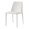 Set of Two White Faux Leather And Iron Dining Side Chairs