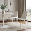 Set of Two White Faux Leather And Iron Dining Side Chairs