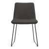 Set of Two Black Leather And Metal Dining Side Chairs