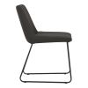 Set of Two Black Leather And Metal Dining Side Chairs