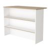 White and Natural 47" Kitchen Island With Storage