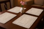 19" Set of Four Ivory And Natural Jute Placemats