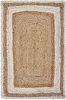 19" Set of Four Natural And Cream Geometric Border Jute Placemats