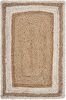 19" Set of Four Natural And Cream Geometric Border Jute Placemats