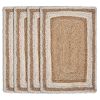 19" Set of Four Natural And Cream Geometric Border Jute Placemats