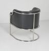 Charcoal and Silver Upholstered Leather Curved Back Dining Arm Chair