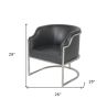 Charcoal and Silver Upholstered Leather Curved Back Dining Arm Chair