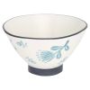 Blue and White Sixteen Piece Round Floral Ceramic Service For Four Dinnerware Set