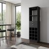 18" Black Wood Bar Cabinet With Two Drawers