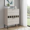 31" Light Gray and Black Wood and Steel Bar Cabinet With Two Doors