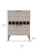31" Light Gray and Black Wood and Steel Bar Cabinet With Two Doors