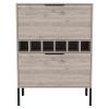 31" Light Gray and Black Wood and Steel Bar Cabinet With Two Doors