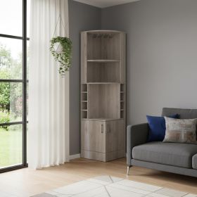 18" Light Gray Wood Corner Bar Cabinet With Two Doors