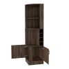 18" Walnut Wood Corner Bar Cabinet With Two Doors