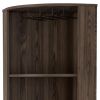 18" Walnut Wood Corner Bar Cabinet With Two Doors