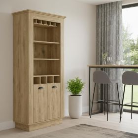 29" Brown Wood Bar Cabinet With Two Doors