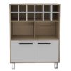 31" Brown And White Wood Bar Cart With Wine Storage