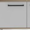 31" Brown And White Wood Bar Cart With Wine Storage