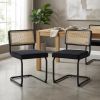 Set of Two Black Upholstered Velvet Dining Side Chairs
