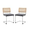 Set of Two Gray and Silver Upholstered Velvet Dining Side Chairs