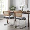 Set of Two Gray and Silver Upholstered Velvet Dining Side Chairs