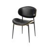 Set of Two Black Faux Leather and Wood Partially Open Back Dining Side Chairs