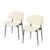 Set of Two Off White and Black Upholstered Faux Leather Curved Back Dining Side Chairs