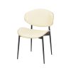 Set of Two Off White and Black Upholstered Faux Leather Curved Back Dining Side Chairs