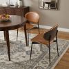 Set of Two Brown and Black Upholstered Faux Leather Curved Back Dining Side Chairs