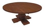 58" Brown Solid Wood Pedestal Base Round Top Dining Table