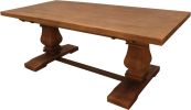 81" Brown Solid Wood Trestle Base Dining Table
