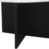 60" White and Black Marble and Solid Wood Pedestal Base Round Top Dining Table