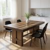 84" Dark Brown Wood Self-Storing Leaf Trestle Base Extension Dining Table