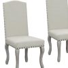 Set of Two Beige And Gray Upholstered Fabric Dining Parsons Chairs