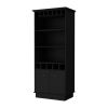 70" Black Wood Bar Cabinet With Two Doors