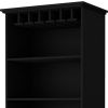 70" Black Wood Bar Cabinet With Two Doors