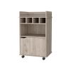 22" Oak Wood Rolling Bar Cart With Wine Storage