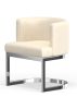 White And Silver Faux Leather And Metal Wing Back Dining Arm Chair