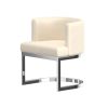 White And Silver Faux Leather And Metal Wing Back Dining Arm Chair