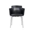 Black and Silver Upholstered Faux Leather Dining Arm Chair