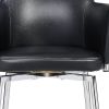 Black and Silver Upholstered Faux Leather Dining Arm Chair