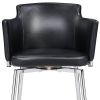 Black and Silver Upholstered Faux Leather Dining Arm Chair