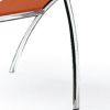 Set of Two Orange And Silver Upholstered Faux Leather Dining Side Chairs