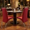 Set of Two Red and Silver Upholstered Faux Leather Dining Side Chairs