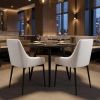Set of Two White and Black Faux Leather Dining Side Chairs