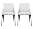 Set of Two White and Black Faux Leather Dining Side Chairs
