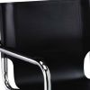 Set of Two Black and Silver Metal and Leather Dining Arm Chairs