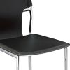 Set of Four Black and Silver Metal and Leather Partially Open Back Dining Side Chairs